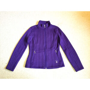 NWOT Womens Sweater/Jacket-SPYDER-purple "Core Sweater" fleece lined zip up ls-S